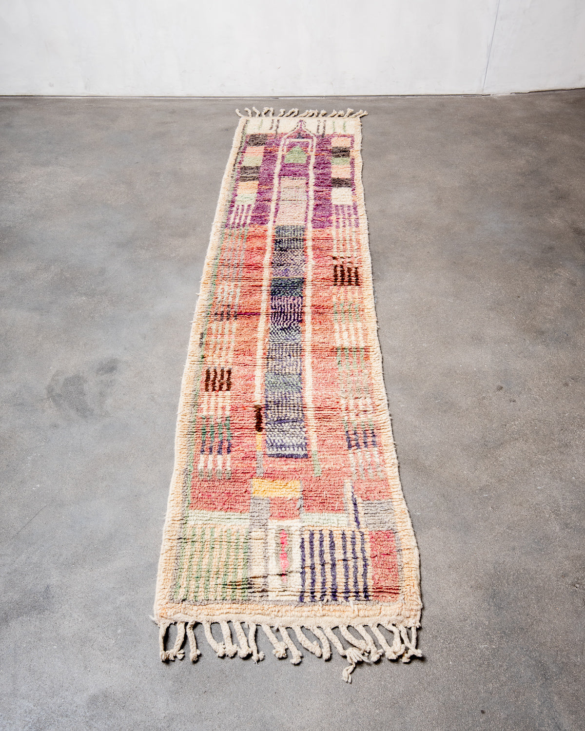 Modern designer handcrafted Berber rug from Morocco. Boujed with beautiful colours and patterns.